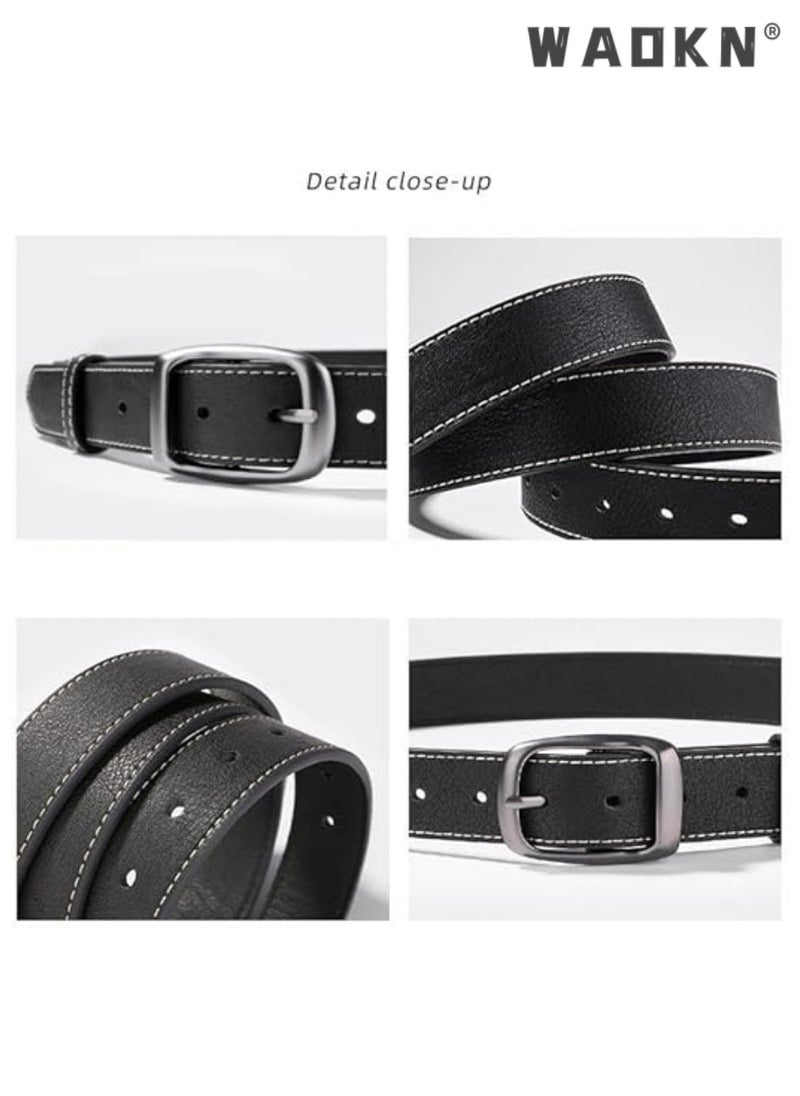 دبليو أيه أو كي أن الرجال الجلد الكلاسيكي حزام 35mm واسع الكلاسيكي حزام عادي للرجال جينز بنطلون العمل فستان الأعمال  - Image 4