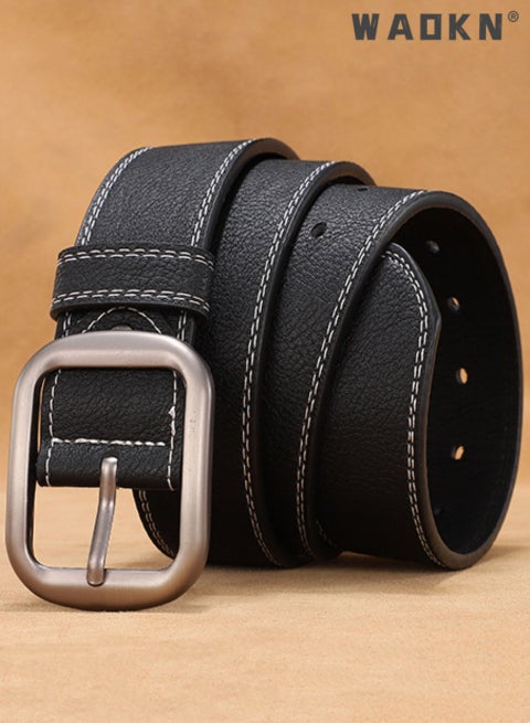 WAOKN Men's Belt - Male Leather, Pin Buckle, Vintage Jeans Belt, Adjustable  Waist Belt for Business CasualLeather Dress Belts for Men, Men's Casual  Jeans Belts, Classic Work Business Dress Belt,stainless Steel Buckle