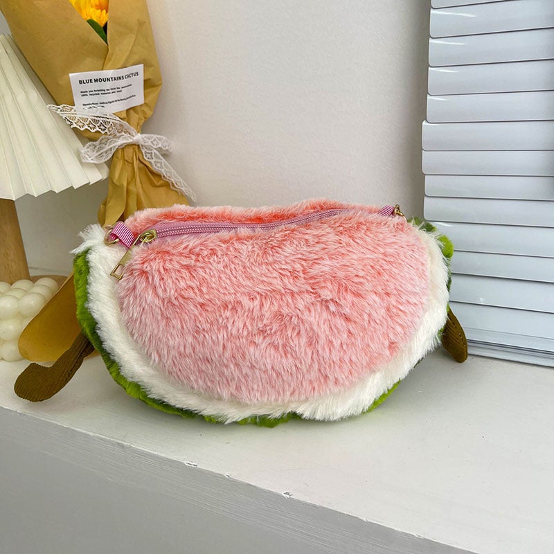 Plush Bags For Women, New Trendy Cartoon Creative Fruit Plush Bags, Casual Girls' Shoulder Crossbody Bags - Image 4