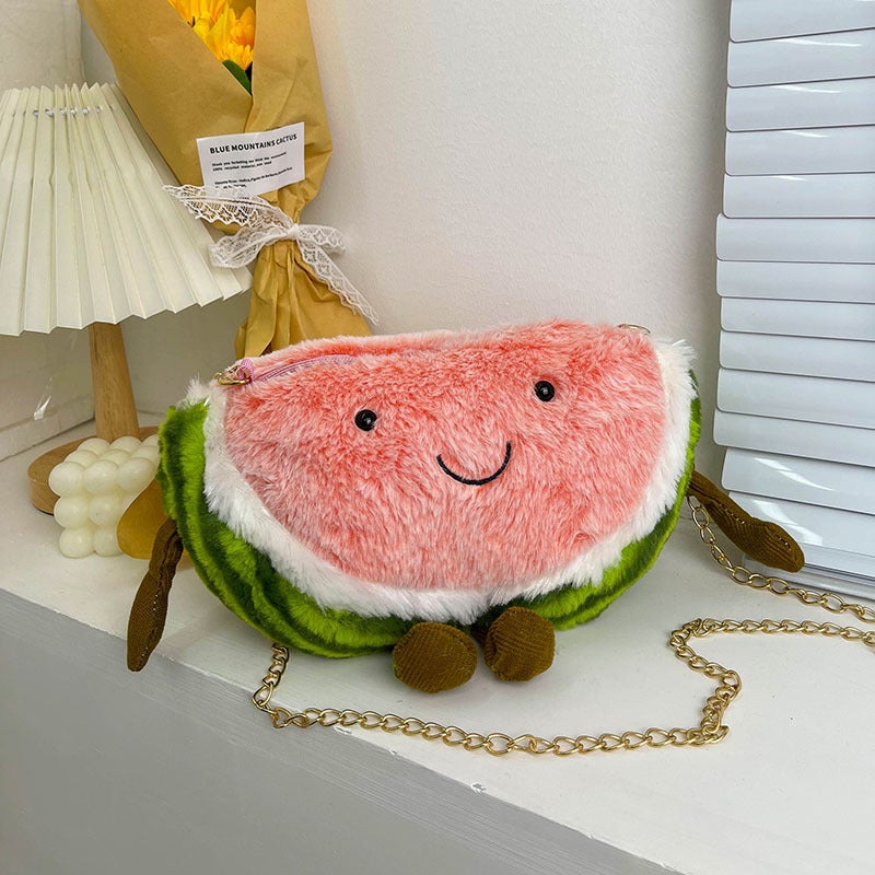 Plush Bags For Women, New Trendy Cartoon Creative Fruit Plush Bags, Casual Girls' Shoulder Crossbody Bags - Image 2