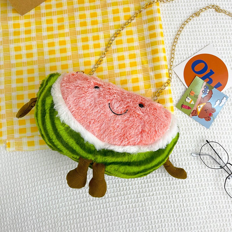Plush Bags For Women, New Trendy Cartoon Creative Fruit Plush Bags, Casual Girls' Shoulder Crossbody Bags - Image 1