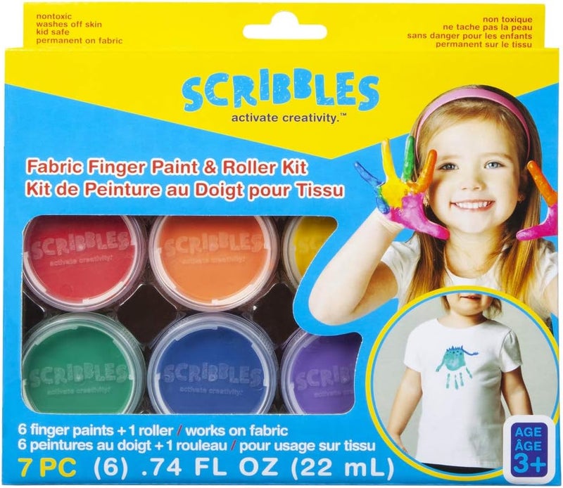 Scribbles Roller Kit, Kid Safe, Permanent Finger Paint, 7 Piece Set, Rainbow - Image 1