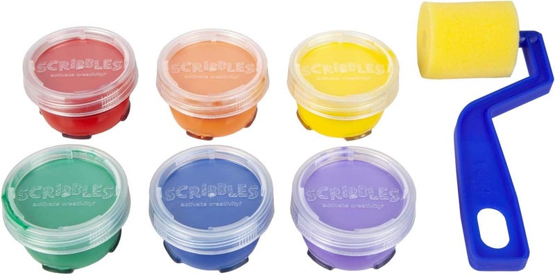 Scribbles Roller Kit, Kid Safe, Permanent Finger Paint, 7 Piece Set, Rainbow - Image 3