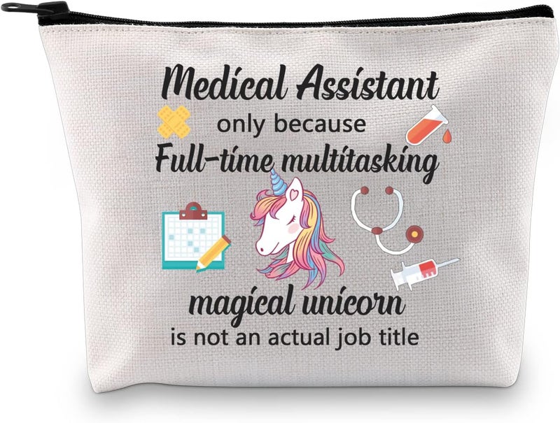 MBMSO Medical Assistant Makeup Bag MA Gift for Nurse Medical Assistant Graduation Gift Cosmetic Pouch Bag Unicorn Bag (Medical Assistant bag)