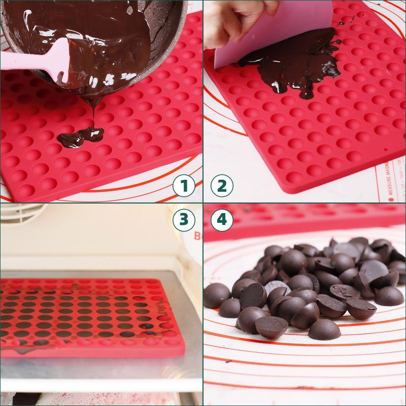 Amyandone Mini Round Silicone Molds  148 Cavities Semi Sphere Chocolate Candy Mold For Baking And Freezing Chocolate Chip/Gumdrop/Cookie/Dog Treat/Cake Decor/Fruit Snack (With A Scraper) - Image 3