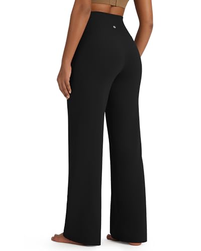 G4Free Wide Leg Pants Woman Loose Yoga Pants with Pockets Soft Comfy Casual Trousers Stretch Sweatpants (Black,L,29") - Image 2
