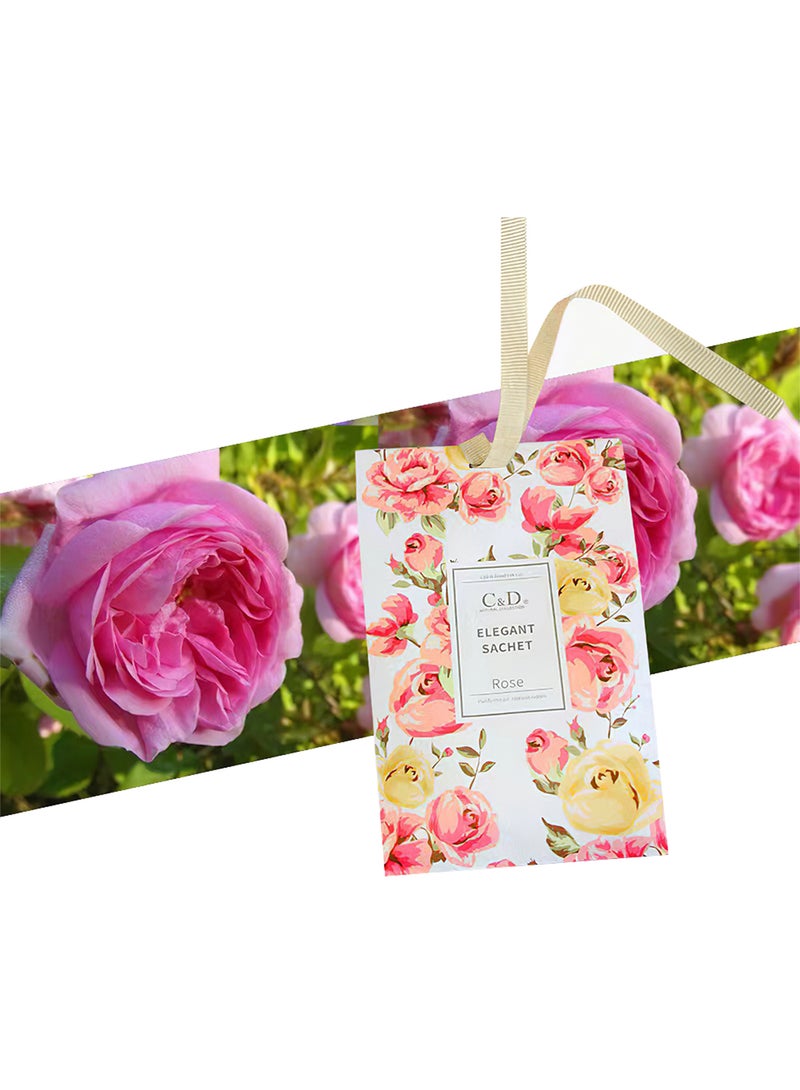 Elegant Sachet, Hanging Air Deodorizer Freshener Car Scent for Drawers, Wardrobes, Cars (Rose)  - Image 1