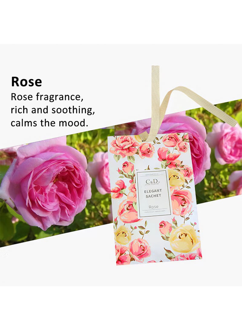 Elegant Sachet, Hanging Air Deodorizer Freshener Car Scent for Drawers, Wardrobes, Cars (Rose)  - Image 2