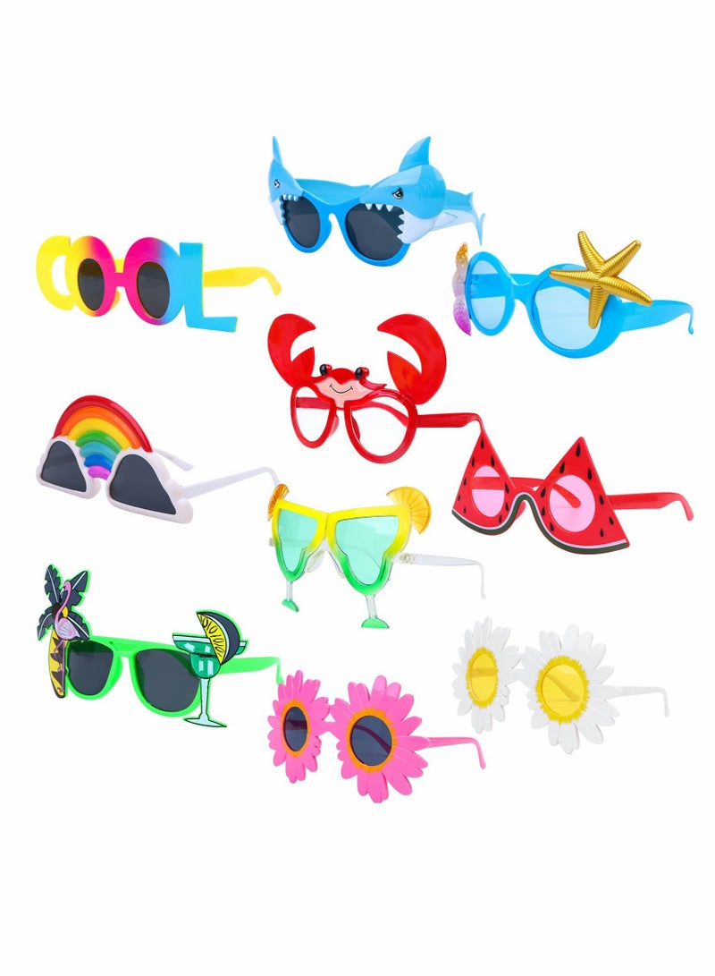 Captaintech 10 Pairs of Fun Tropical Sunglasses for Kids Perfect for Summer Parties and Beach Activities - Image 1