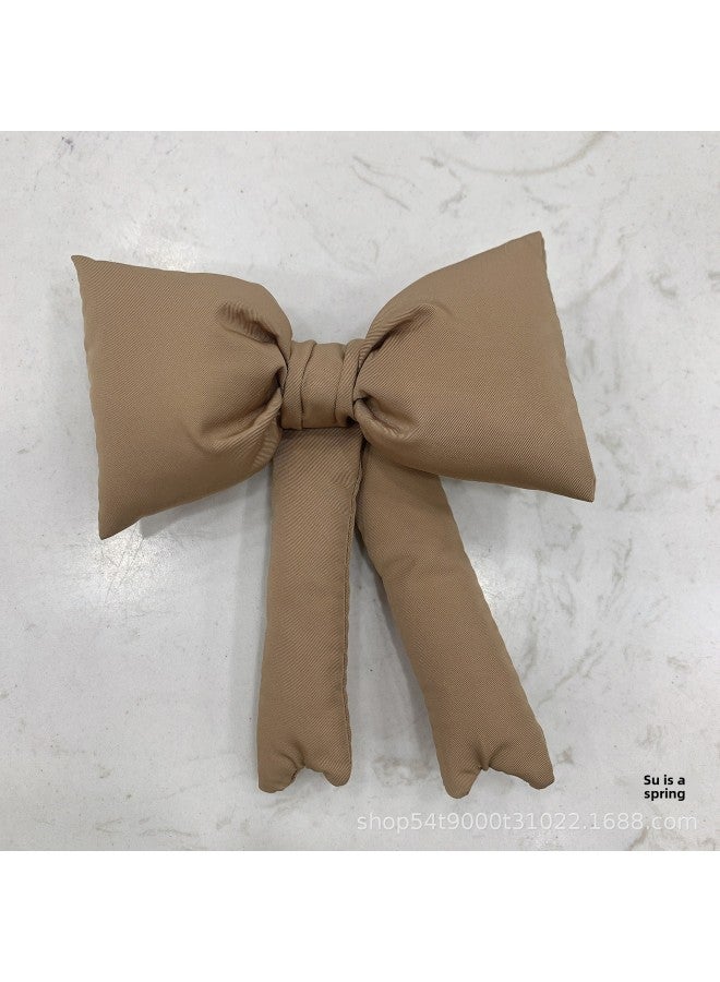 Fabric Bow All-match Dopamine Mobile Phone Back Clip Garment Accessories Fashion Cotton Filling Accessories-Color:CAMEL-Height:10✖️12 - Image 1