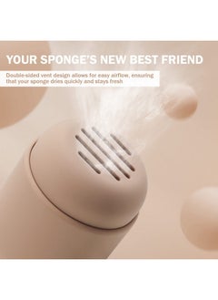 BEZOX Makeup Sponge Holder, Silicone Beauty Sponge Case With Double-Sided Vent Design For Quick Drying, Compact Travel Essentials Make Up Puff Blender Container - Khaki  - Image 2