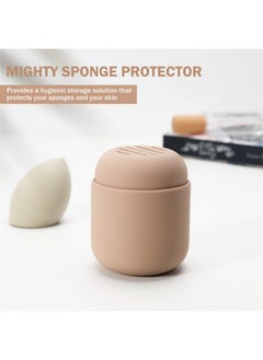 BEZOX Makeup Sponge Holder, Silicone Beauty Sponge Case With Double-Sided Vent Design For Quick Drying, Compact Travel Essentials Make Up Puff Blender Container - Khaki  - Image 1