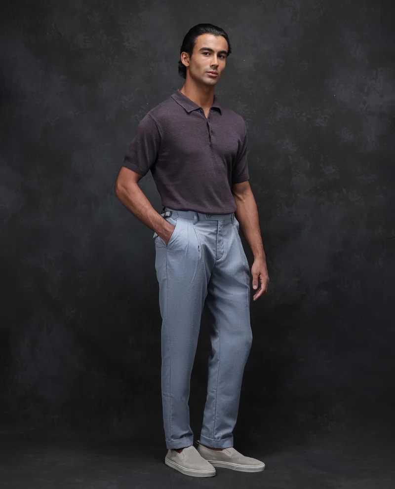 Rare Rabbit Men's Linen Blend Pleated Trouser