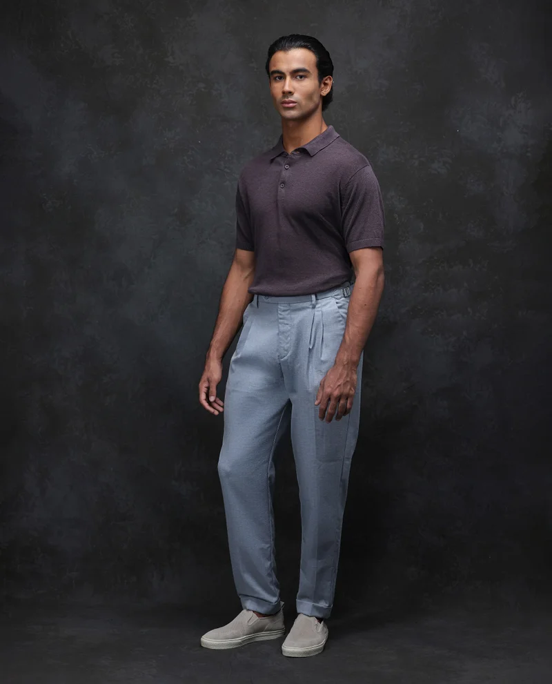 Rare Rabbit Men's Linen Blend Pleated Trouser