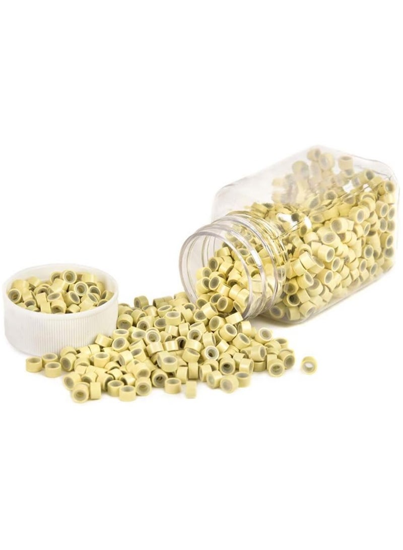 إستيل سيليكون مبطنة حلقات صغيرة وصلات خرز وصلات شعر ملحقات 5.0x3.0x3.0 مم خرز شعر أشقر - Image 1