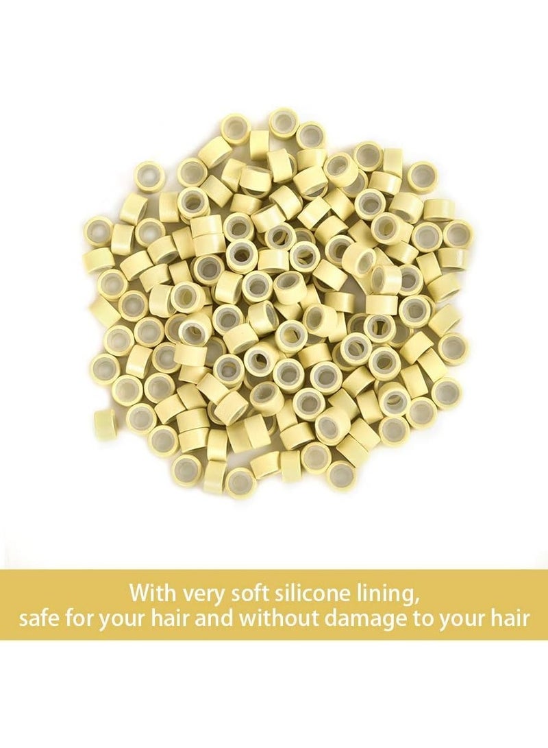 إستيل سيليكون مبطنة حلقات صغيرة وصلات خرز وصلات شعر ملحقات 5.0x3.0x3.0 مم خرز شعر أشقر - Image 2