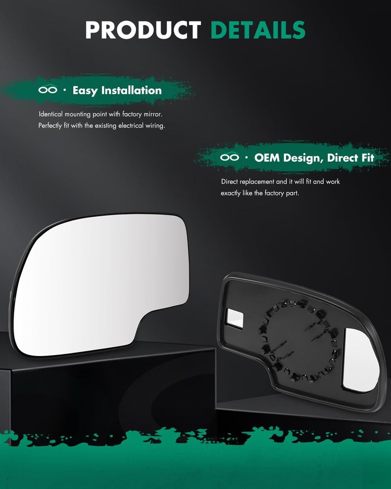 SCITOO Replacement Mirror Glass Driver Side Compatible with 1999-2006 for Chevy Silverado Pickup 2007 for Chevy Silverado Pickup 2000 for Chevy Suburban 2001-2006 for GMC Yukon XL for GMC Sierra - Image 4