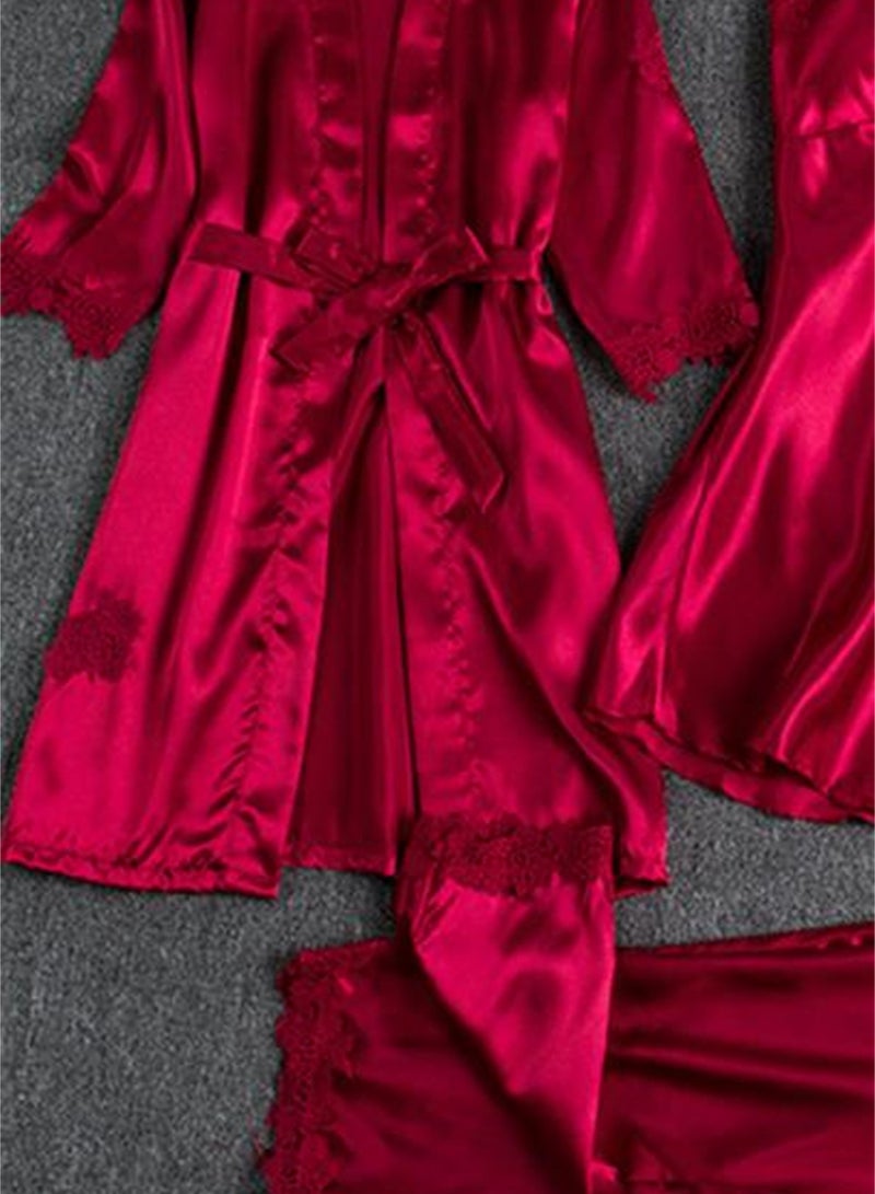 5pcs ice silk home wear long sleeve thin pajamas set  - Image 3