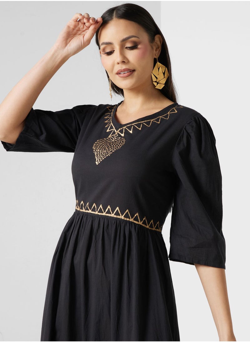 ARABIAN CLOSET - Embroidered Tiered Jalabiya - Image 1