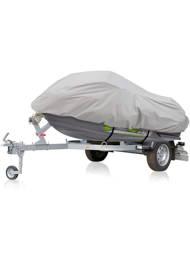 Pyle Waterproof Heavy Duty Jet Ski Cover - 139'' - 145'' Inch Resistant Watercraft Storage Cover With Adjustable Strap & Elastic Cord For Tight Custom Fit - Marine Grade Protection Pcvjs14, Gray - Image 1