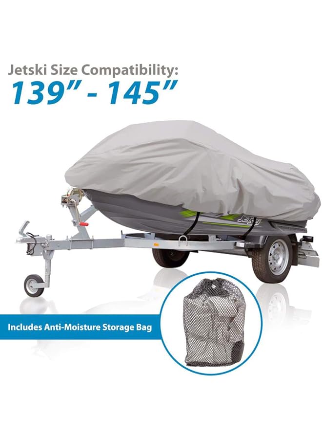 Pyle Waterproof Heavy Duty Jet Ski Cover - 139'' - 145'' Inch Resistant Watercraft Storage Cover With Adjustable Strap & Elastic Cord For Tight Custom Fit - Marine Grade Protection Pcvjs14, Gray - Image 5