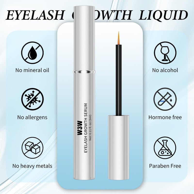 QIC W3W Eyelash Growth Serum for Longer, Thicker Lashes â€“ Lash Enhancer with Natural Peptides & Caffeine, Gentle Lash Conditioner for Women, 3ml - Image 5