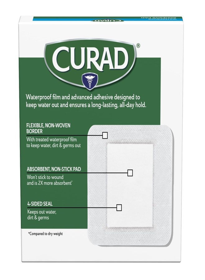 CURAD White Waterproof Adhesive Pads, 4" x 4", Advanced Wound Care, 1 Box, 8 Count - Image 4