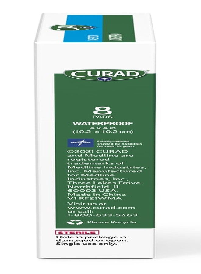 CURAD White Waterproof Adhesive Pads, 4" x 4", Advanced Wound Care, 1 Box, 8 Count - Image 2