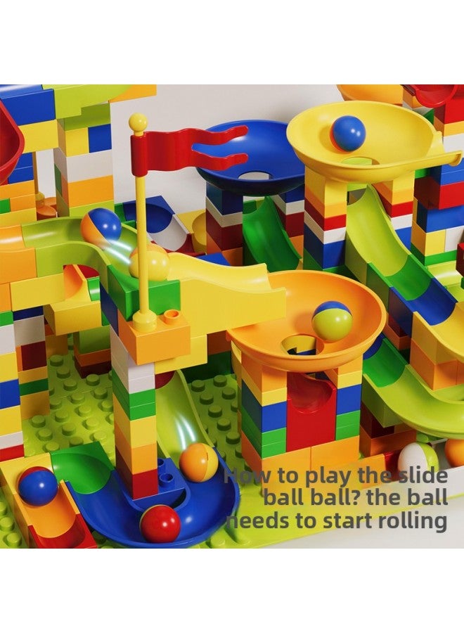 Varied Ball Slide Pinball Slide Track Building Blocks Assembled Toy Boy Big Particle Educational Children Kids-Color:[300pcs] Slide Building Blocks - Large Particles Containing 12 Balls + 3 Base Plates  - Image 3