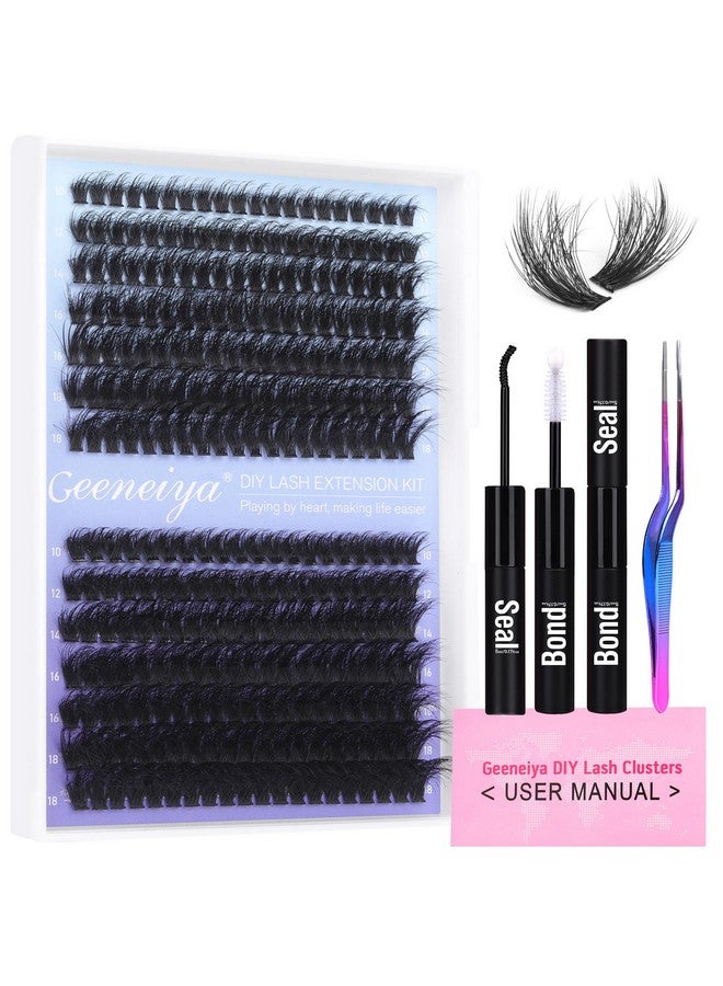Geeneiya Fluffy Lash Extension Kit Cluster Lashes Diy Eyelash Extension Kit Individual Lashes Kit With Lash Bond And Seal Glue, Lash Applicator, Diy At Home For Beginners(60P+80P, 280Pcs) - Image 1