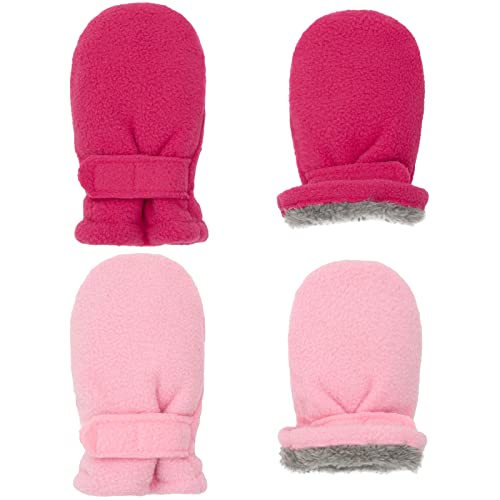 Reyow Toddler Mittens Baby Boy Girls Winter Warm Mittens Kids Easy-On Sherpa Fleece Lined Mittens Snow Infant Gloves 2 Pairs - Image 4