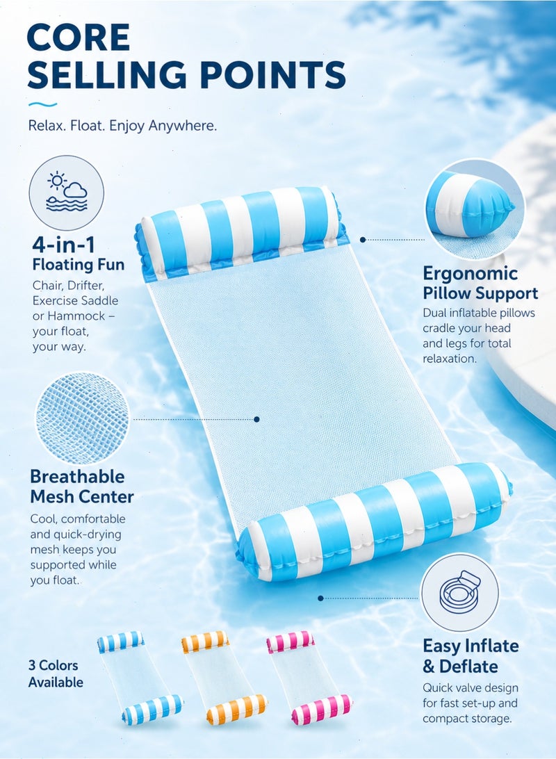 Pool Floats, Swimming Pool Floats 4-in-1 Adults Pool Float & Water Hammock, Multi-Purpose, Inflatable Pool Floats for Adults - Image 3