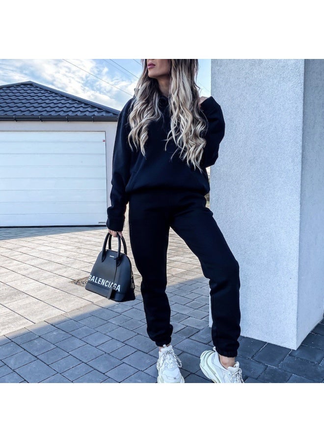NIBEMINENT Winter Tracksuit Two Piece Sets Women Autumn Tops Jogger Thick Hoodies Sweatshirt Drawstring Trouser Streetwear Suits spring - Image 2