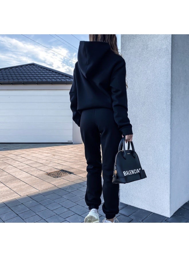 NIBEMINENT Winter Tracksuit Two Piece Sets Women Autumn Tops Jogger Thick Hoodies Sweatshirt Drawstring Trouser Streetwear Suits spring - Image 3