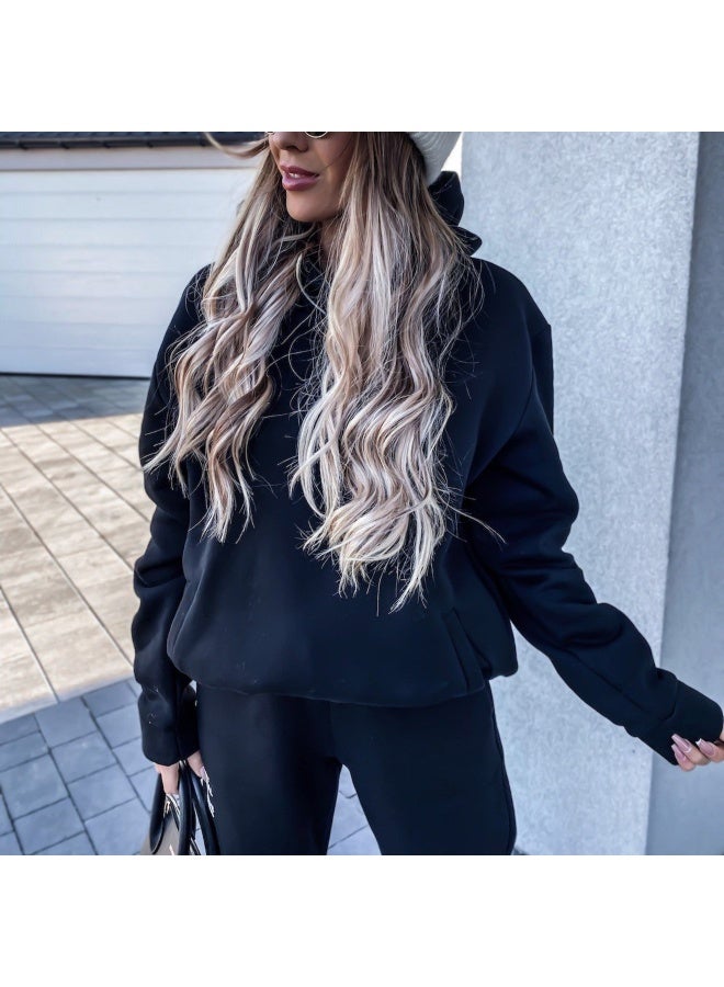 NIBEMINENT Winter Tracksuit Two Piece Sets Women Autumn Tops Jogger Thick Hoodies Sweatshirt Drawstring Trouser Streetwear Suits spring - Image 1