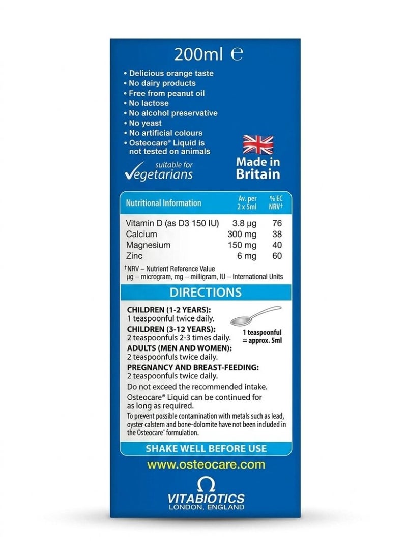 Osteocare Liquid Orange Flavour 200ml - Image 3