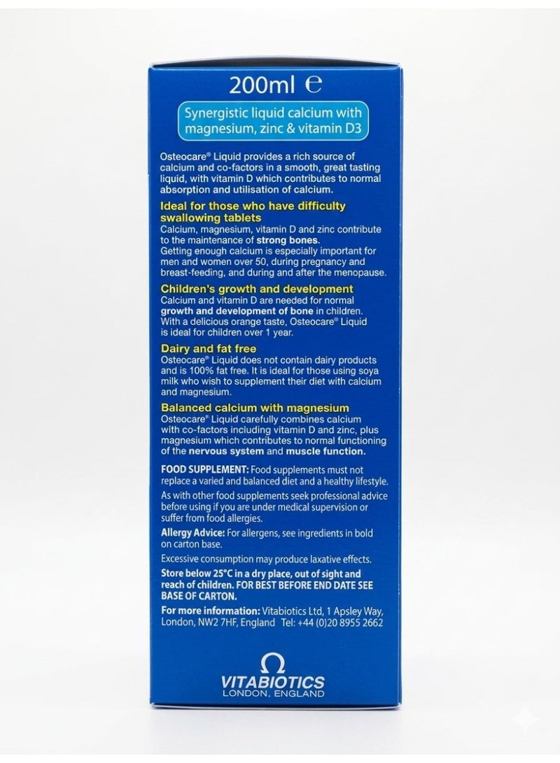 Osteocare Liquid Orange Flavour 200ml - Image 2
