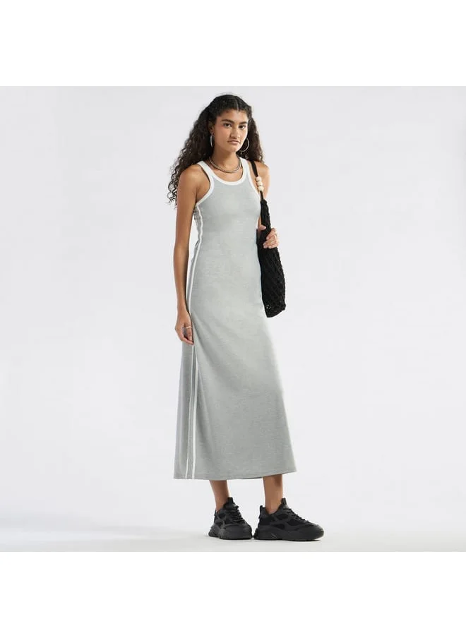 FAV Solid Sleeveless A-Line Midi Dress