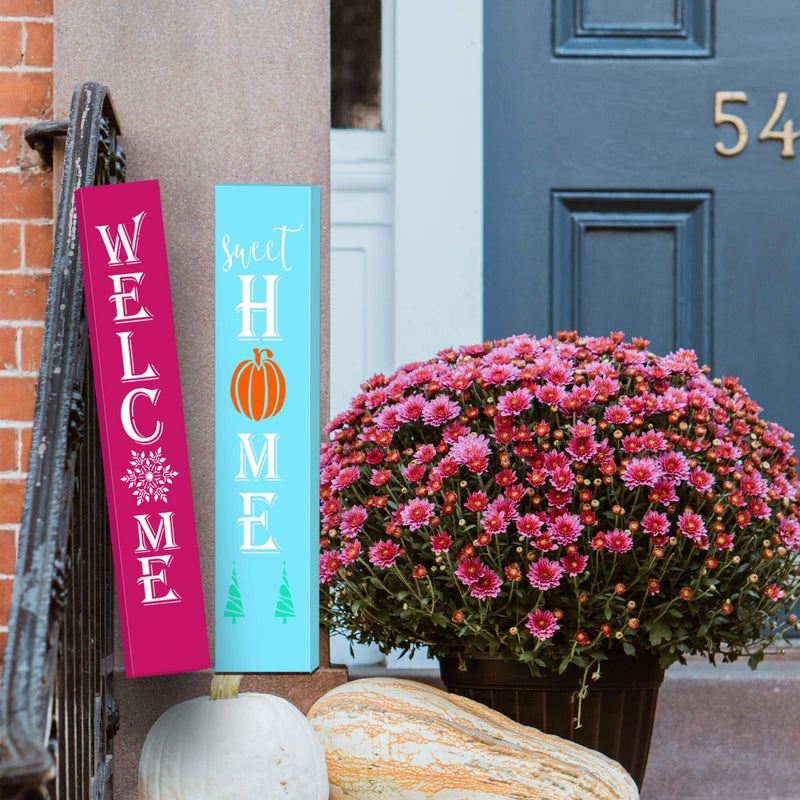 yhslmh 20 PCS Welcome Letter Stencils for Painting On Wood, Large Home Reusable Porch Sign for Crafts Front Door Vertical and Horizontal (20) - Image 2