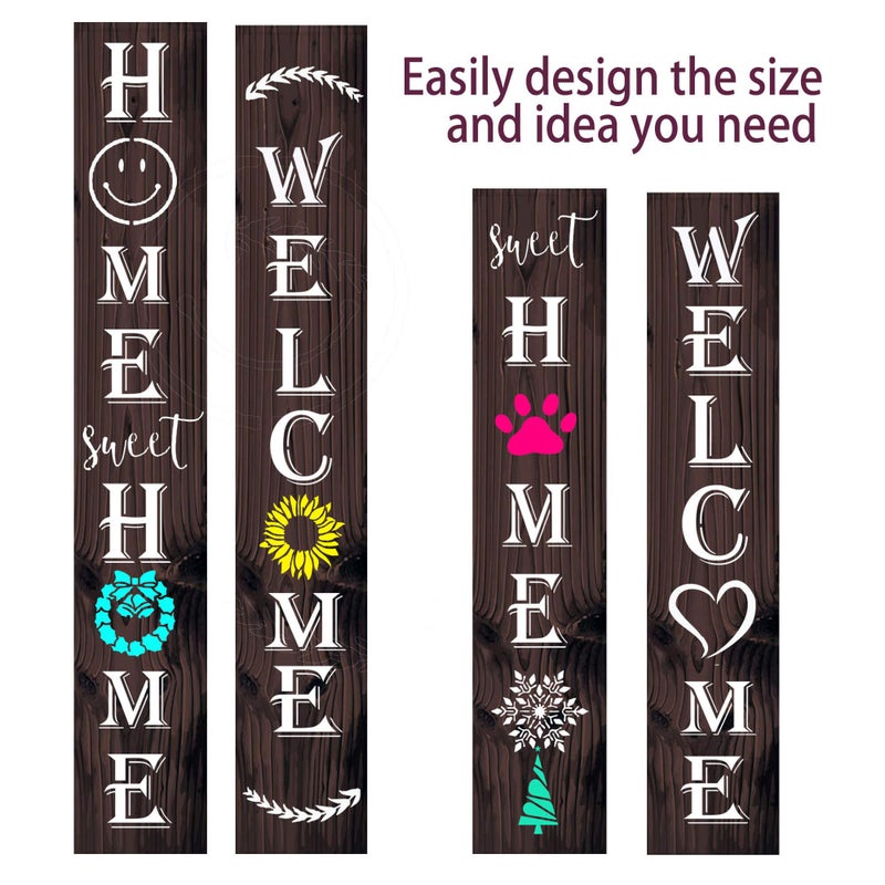 yhslmh 20 PCS Welcome Letter Stencils for Painting On Wood, Large Home Reusable Porch Sign for Crafts Front Door Vertical and Horizontal (20) - Image 3