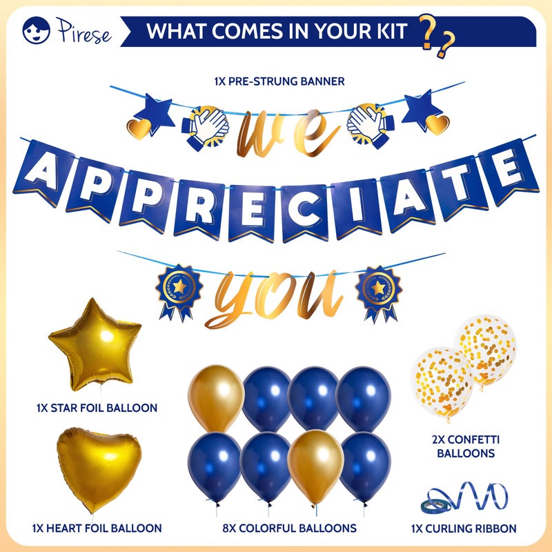 Pirese We Appreciate You Banner Decorations, Employee Appreciation Decorations, Thank You Sign, Staff Appreciation Banner, Thank You Banner, Team Appreciation Week for Teacher Nurse Doctor Pastor - Image 2
