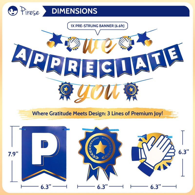 Pirese We Appreciate You Banner Decorations, Employee Appreciation Decorations, Thank You Sign, Staff Appreciation Banner, Thank You Banner, Team Appreciation Week for Teacher Nurse Doctor Pastor - Image 3
