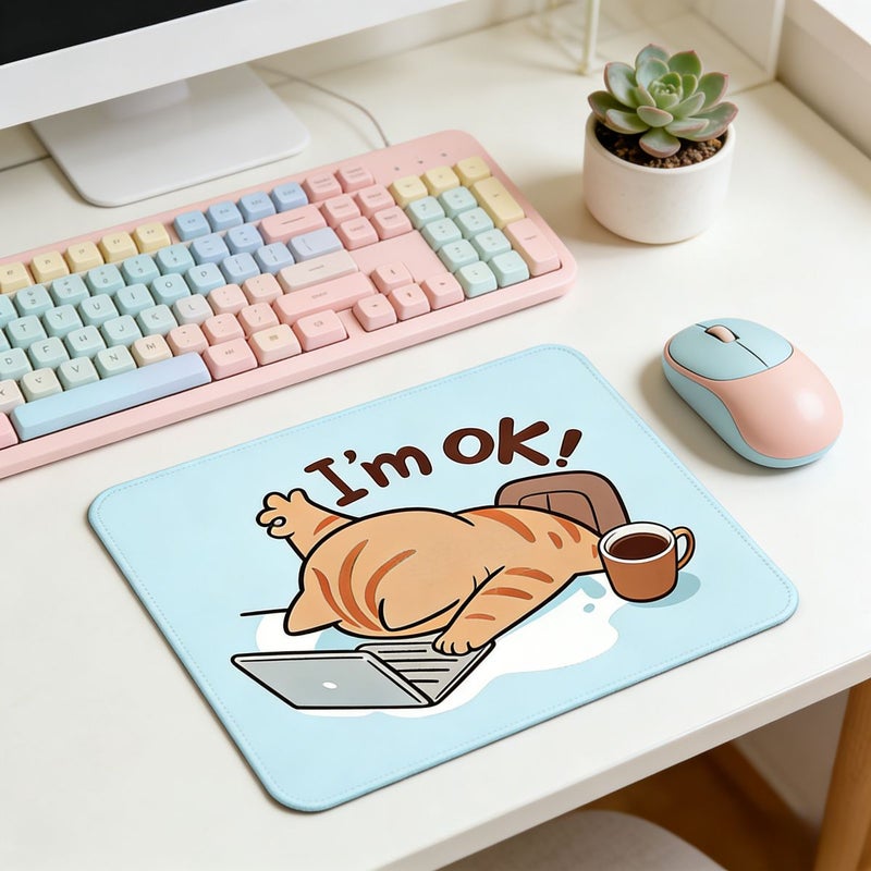 Round 7.87 Inch Cat Mouse Pad Non Slip Rubber Base For Gaming Office - Image 1