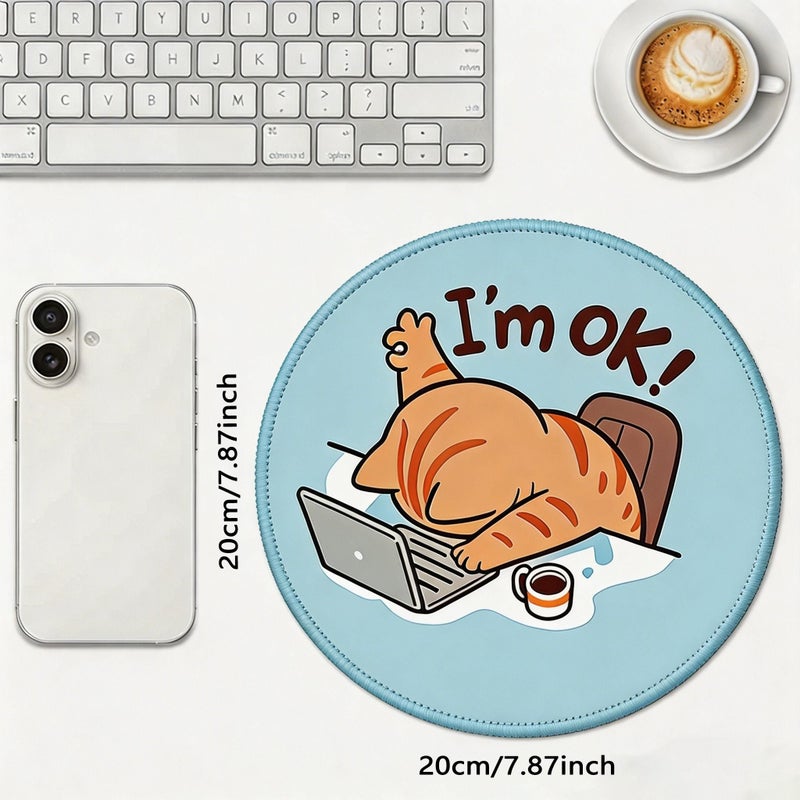 Round 7.87 Inch Cat Mouse Pad Non Slip Rubber Base For Gaming Office - Image 4