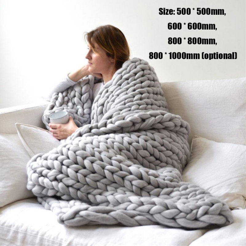 Cozy Blanket Chunky Knit Purple 2: Warm-Retentive Woven Throw - Stylish Decor Piece for Home Sofa Bed - Image 3