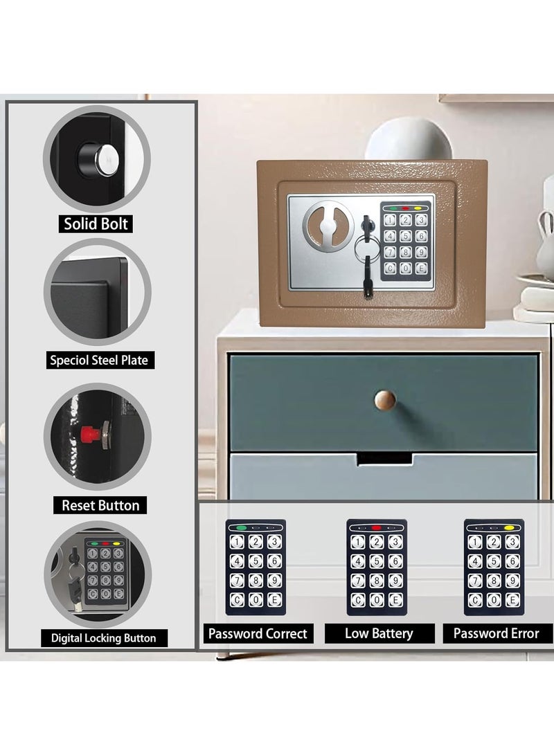 صندوق أمان صغير مع لوحة مفاتيح وأقفال، صناديق أمان شخصية إلكترونية بقفل مخفي، صناديق أمان مصنوعة من سبائك الفولاذ للاستخدام المنزلي والمكتب وغرف الفنادق والأعمال والمجوهرات والأموال النقدية - Image 5