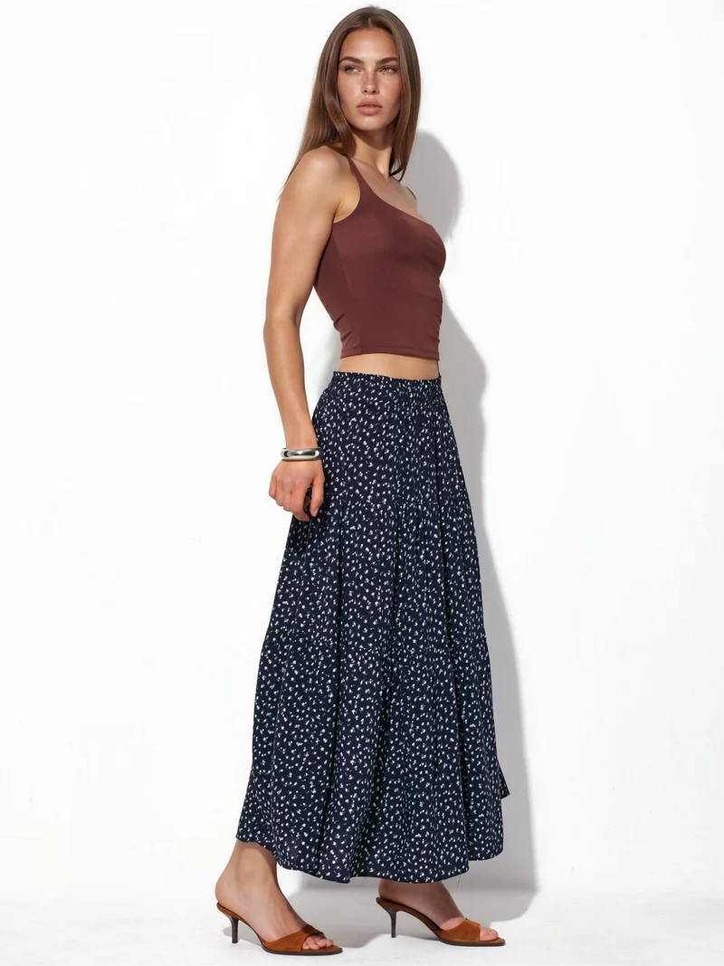 بوسيم BUSEM High Waist Floral Maxi Skirt