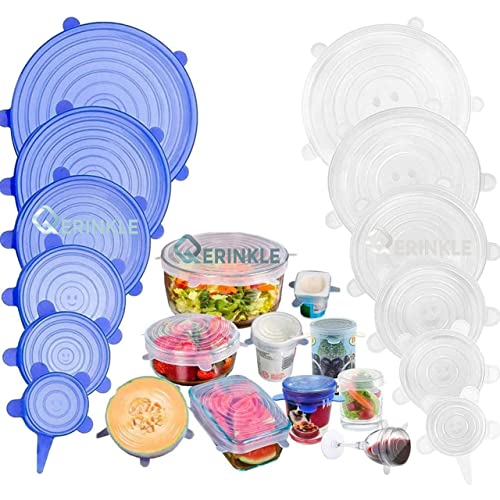 QERINKLE Microwave Safe Silicone Stretch Lids Reuseable Flexible Covers For Rectangle, Round, Square Bowls, Dishes, Plates, Cans, Jars, Glassware&Mugs(Free Size_Multicolor)(Set Of 6),10 x 5 x 5 cm - Image 2