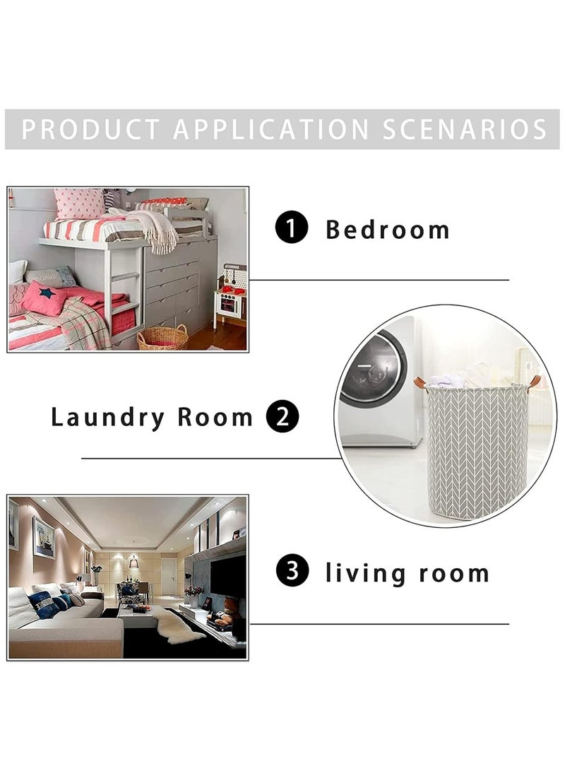 DELGREEN 2 Pack Waterproof Laundry Baskets, 65 L Collapsible Bag Organizer Basket, Storage Hamper for Clothes Toys Dirty Clothes Bedroom Grey - Image 2