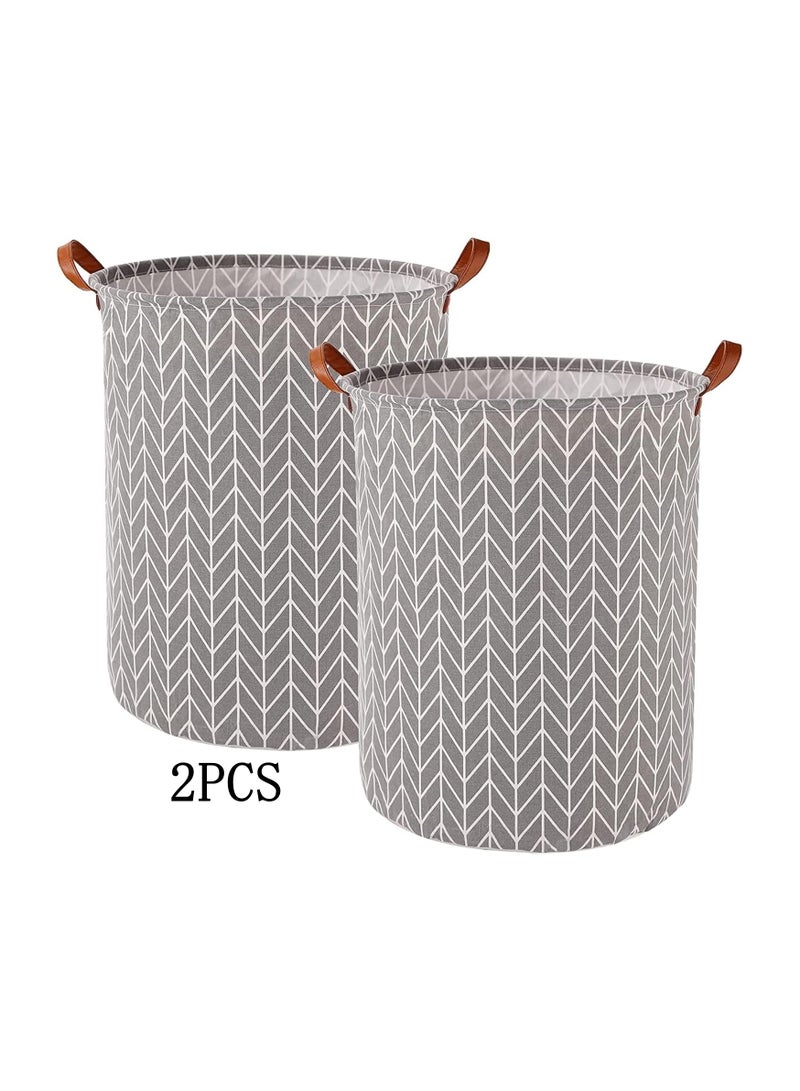 DELGREEN 2 Pack Waterproof Laundry Baskets, 65 L Collapsible Bag Organizer Basket, Storage Hamper for Clothes Toys Dirty Clothes Bedroom Grey - Image 1